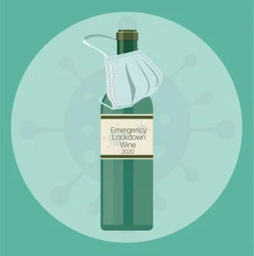 Emergency lockdown wine vector 2020 vintage Stock Illustration