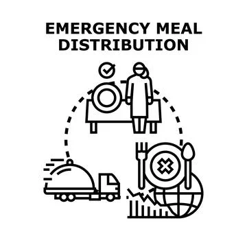 Emergency meal distribution addressing global hunger concept Stock Illustration