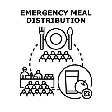 Emergency meal distribution program assisting people in need Stock Illustration