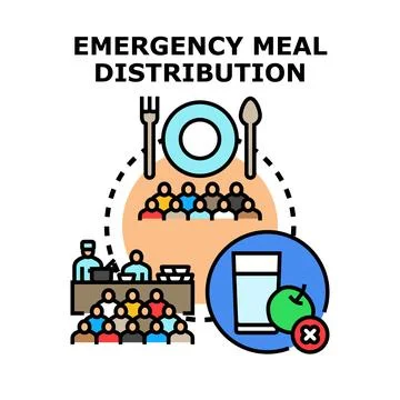 Emergency meal distribution program assisting people in need Stock Illustration