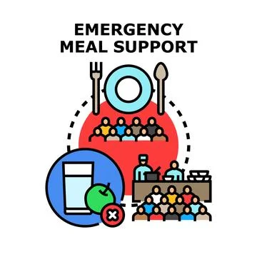 Emergency meal support distribution concept providing sustenance Stock Illustration