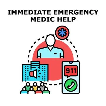 Emergency medic help calling for incident response Stock Illustration