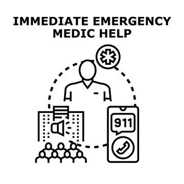 Emergency medic help calling for incident response Stock Illustration