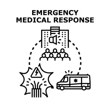 Emergency medical response system sending help to accident victim Stock Illustration