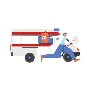 Emergency medical services, vector flat style design illustration Illustrazione stock