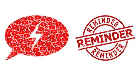 Emergency Message Icon Recursive Collage and Scratched Reminder Seal Stock Illustration