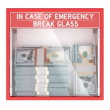Emergency money box with dollar bills. 3D rendering 库存插图