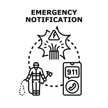 Emergency notification calling firefighter for electrical hazard Stock Illustration