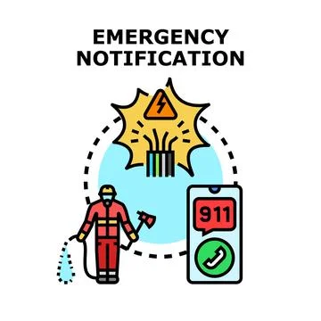 Emergency notification calling firefighter for electrical hazard Stock Illustration