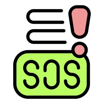 Emergency notification showing sos message with exclamation mark Stock Illustration