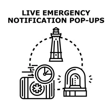 Emergency notification system sending immediate alert messages Stock Illustration