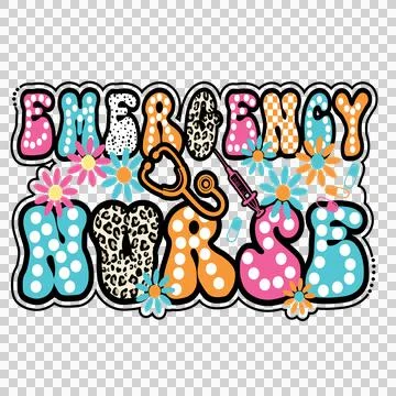 Emergency Nurse Bubble Letter Typography lettering spelling Stock Illustration