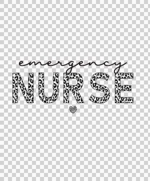Emergency Nurse Text With Leopard Print displaying heart Stock Illustration
