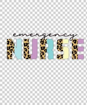 Emergency Nurse Text With Patterned Letters pattern black Stock Illustration