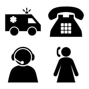 Emergency Operator Flat Vector Icons Stock Illustration