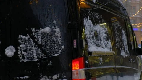 Emergency orange lights on the black van. Stock Footage 148090759