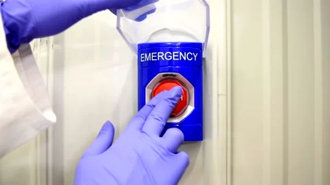 Emergency Panic Stop Alarm Button Push 스톡 동영상 143617391