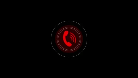 Emergency phone signal interface bright red handset icon, circular pulse, and bl Stock Footage 340548183