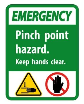 Emergency Pinch Point Hazard,Keep Hands Clear Symbol Sign Isolate on White Ba Stock Illustration