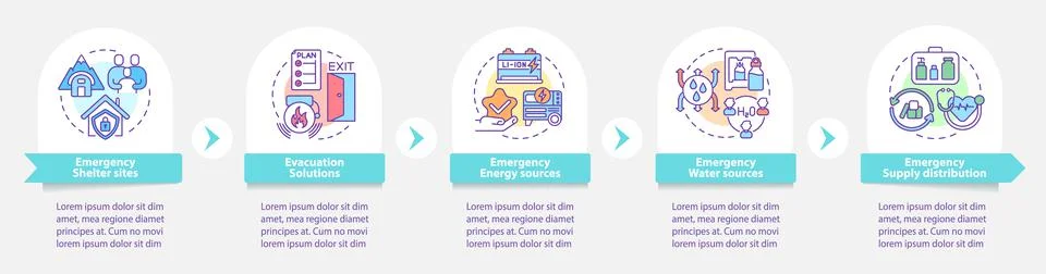 Emergency plan includes round infographic template Stock Illustration