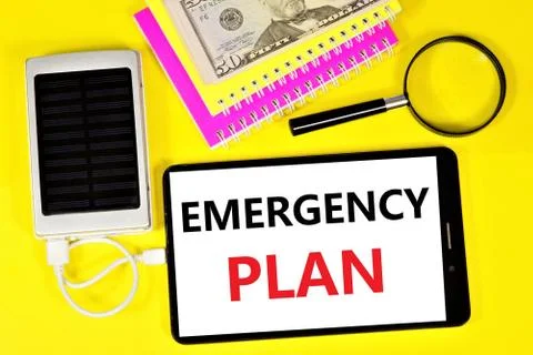 Emergency plan - a text message on the screen of a smartphone connected Stock Photos
