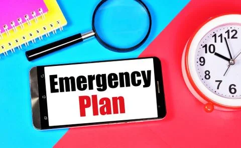 Emergency plan. Text message on the smartphone screen. Stock Photos