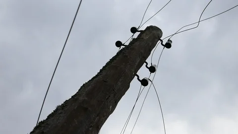 Emergency pole gray sky Stock Footage 118310107