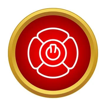 Emergency power outage button in red circle emblem Stock Illustration