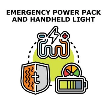 Emergency power pack and handheld light concept vector 库存插图