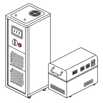 Emergency Power Solution Icons for UPS and Voltage Stabilizers Illustrazione stock