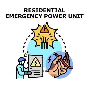 Emergency power unit installation and electrical safety Stock Illustration