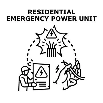 Emergency power unit installation and electrical safety Stock Illustration