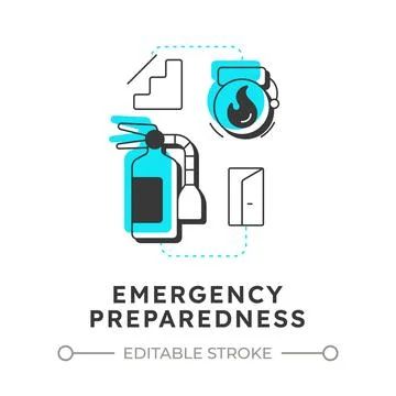 Emergency preparedness flat outline concept icon Stock Illustration