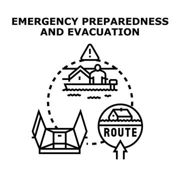 Emergency preparedness planning for flood evacuation Stock Illustration