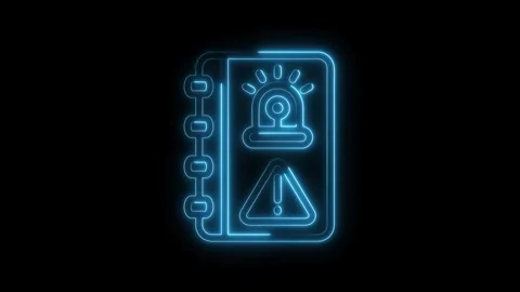 Emergency protocol manual neon outline animation shining warning lights and.. Stock Footage 312309883