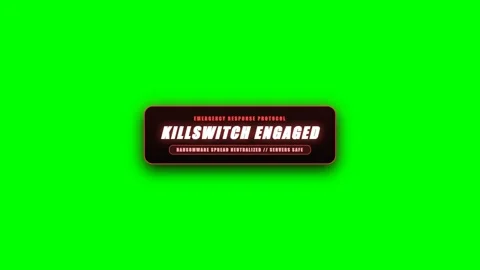 Emergency Ransomware Killswitch Protocol Activated Alert HUD on Green Screen Vídeos de archivo 345878472