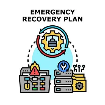 Emergency recovery plan for data and system recovery 스톡 일러스트