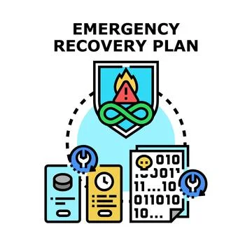 Emergency recovery plan for data and business continuity Illustrazione stock