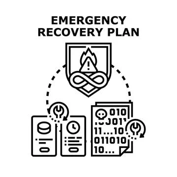 Emergency recovery plan for data and business continuity Stock Illustration