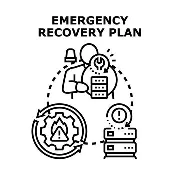 Emergency recovery plan for data backup and system restore Stock Illustration