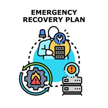 Emergency recovery plan for data backup and system restore Stock Illustration