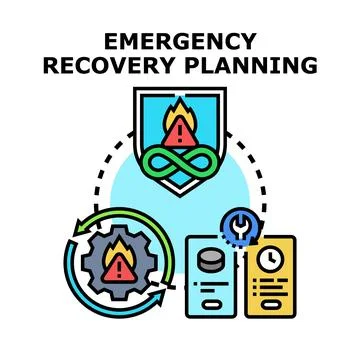 Emergency recovery planning process and business continuity concepts Stock Illustration