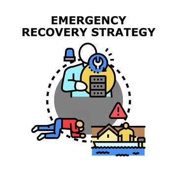 Emergency recovery strategy planning data restoration after disaster イラスト素材