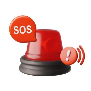 Emergency red flashing light, SOS danger sign 3D vector icon, police Stock Illustration