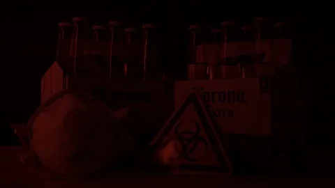 Emergency Red Light Corona Face Mask Biohazard Stock Footage 126404368