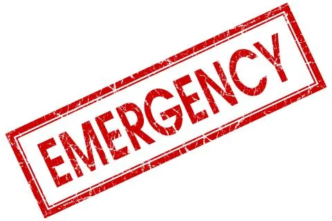 Emergency red square stamp isolated on white background Stock Illustration