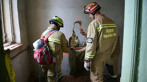 Emergency rescue team in action during Vigorous Warrior Stock Footage 106953142