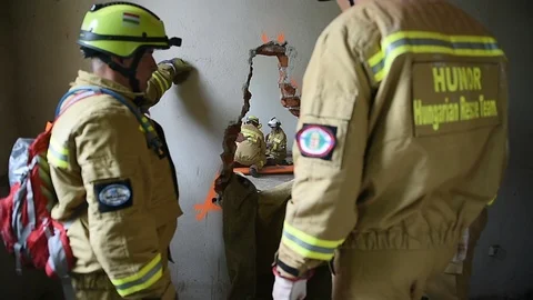 Emergency rescue team in action during Vigorous Warrior Stock Footage 106953183