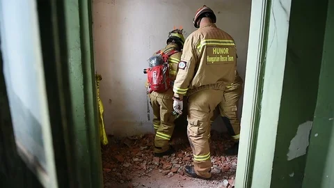 Emergency rescue team in action during Vigorous Warrior Stock Footage 108165698