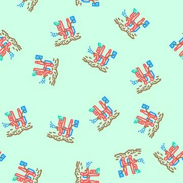 Emergency rescue team vector seamless pattern Stock Illustration